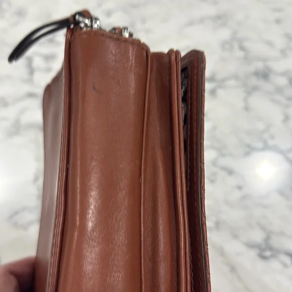 Vera Bradley leather crossbody wallet or wristlet. Cognac leather. Gently used. - Picture 9 of 9